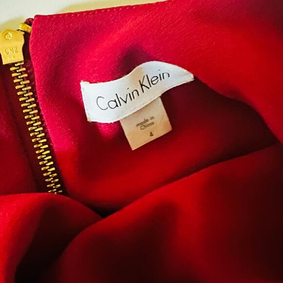 Calvin Klein Bell Long SleeveOpen Back Shift Dress Size 4 Burgundy - Picture 4 of 7